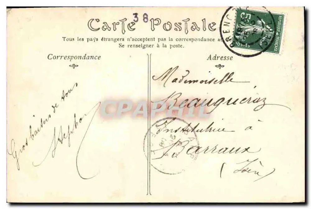 Grenoble — Blick auf die Isère und die Alpenkette — Verlag ND, Nr. 305 - Rückseite