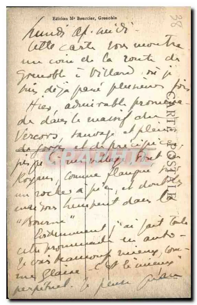 Die Gorges d'Engins — Route von Grenoble nach Villard-de-Lans — Dauphiné — n°723 - Rückseite