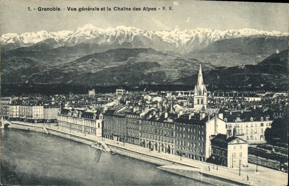 Grenoble - Allgemeiner Blick und die Alpenkette - E.R. - Vorderseite