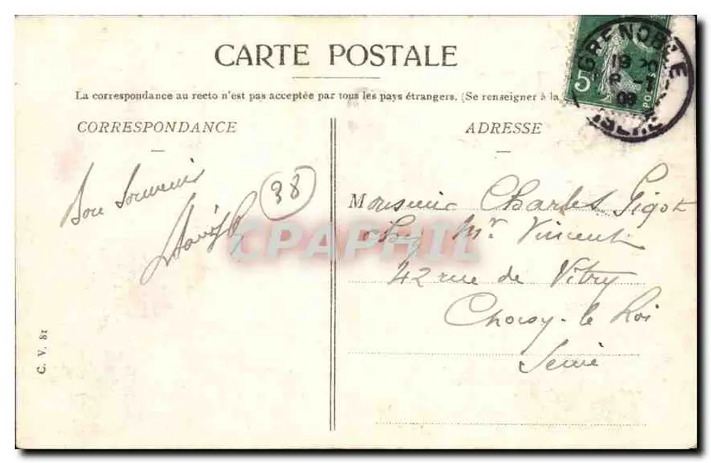Grenoble — Vista Geral e o Moucheotte — Editor Rémondan 34 - Verso