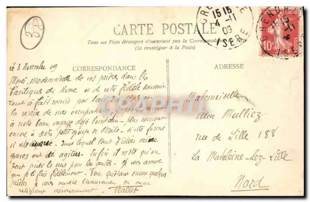 Grenoble - Panorama der Quais und der Alpen - E.R. - n°109 - Rückseite