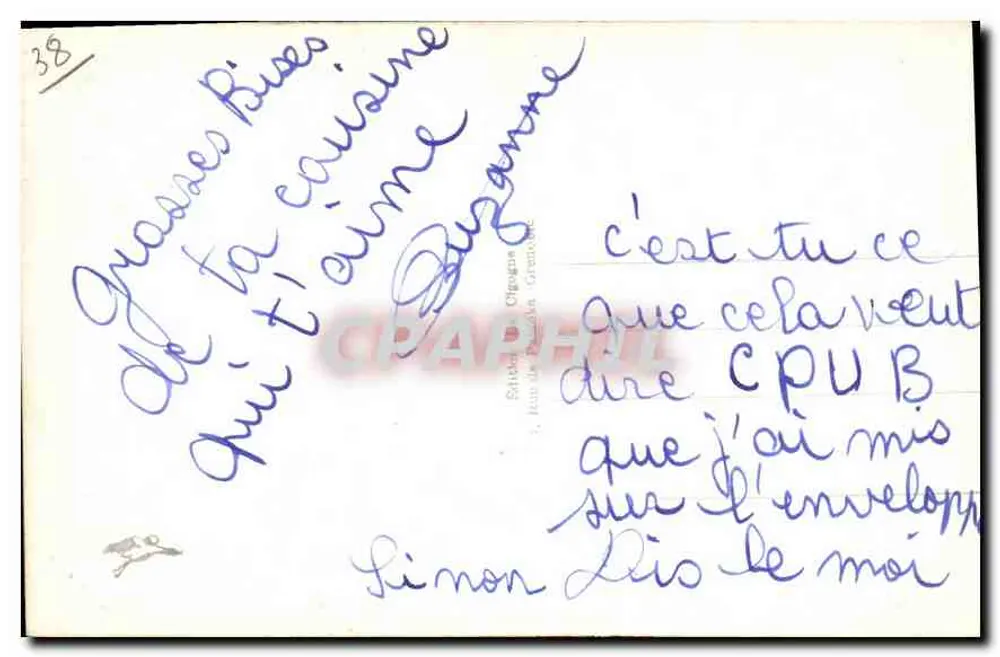 Grenoble — Vista general y el Teleférico — Editor C. Rau de Grenoble, n° 214 - Reverso