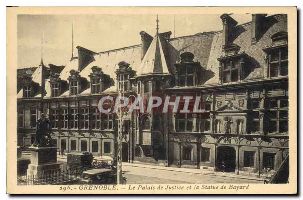 Grenoble — Das Palais de Justice und die Statue von Bayard — Editions Masf. Martinetto frères - Vorderseite