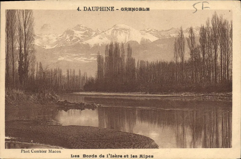 Die Ufer der Isère und die Alpen — Dauphiné - Grenoble — Phot Combier Macon - Vorderseite