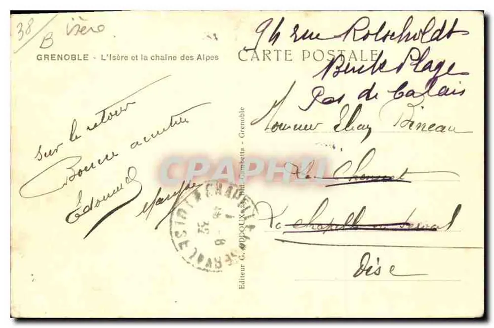 Grenoble - Die Isère und die Alpenkette — Verleger G. Lombetta - n°38 - Rückseite