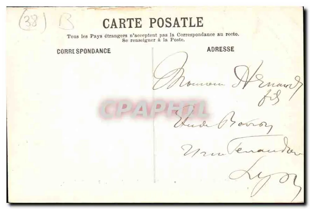 Grenoble und die Alpenkette — Nachtleuchteffekt — Foto. Chalonge — Papeterie des Alpes, Eug. Robert, Grenoble - Rückseite