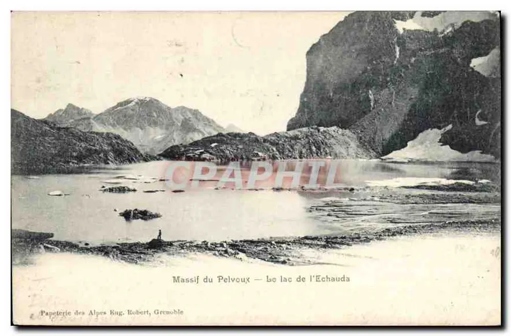 Massif do Pelvoux — lago de l’Echauda — Papeterie des Alpes Rug, Grenoble - Frente