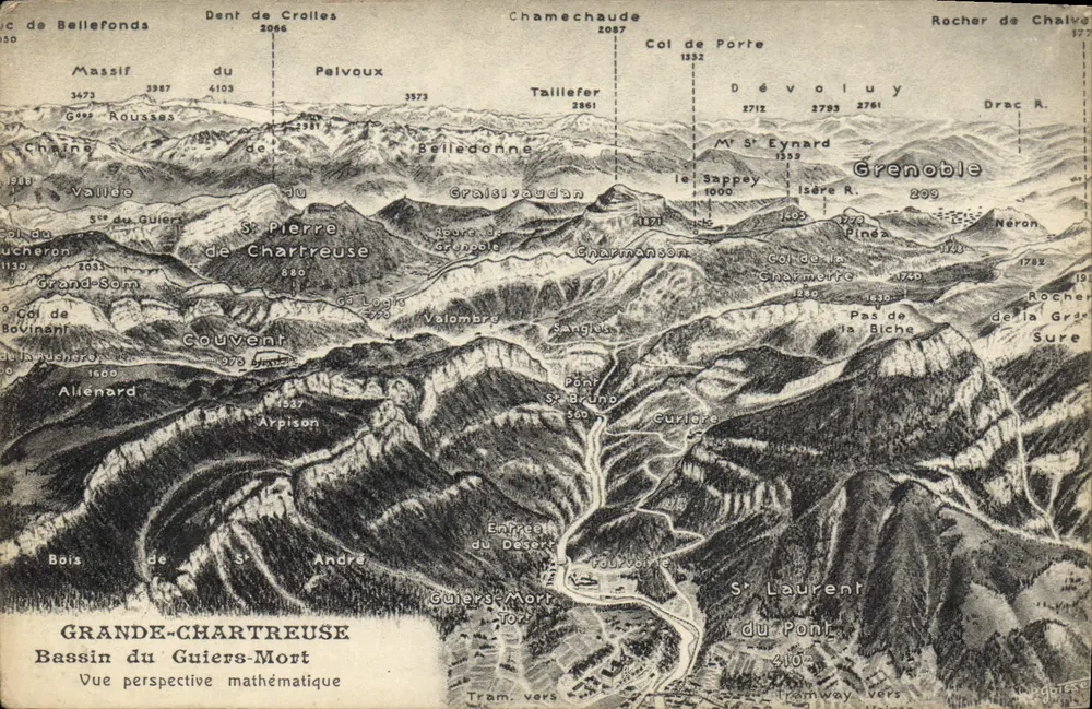 Grande-Chartreuse — Bassin des Guiers-Mort — Mathematische Perspektivansicht — P. Doisset, Lyon - Vorderseite