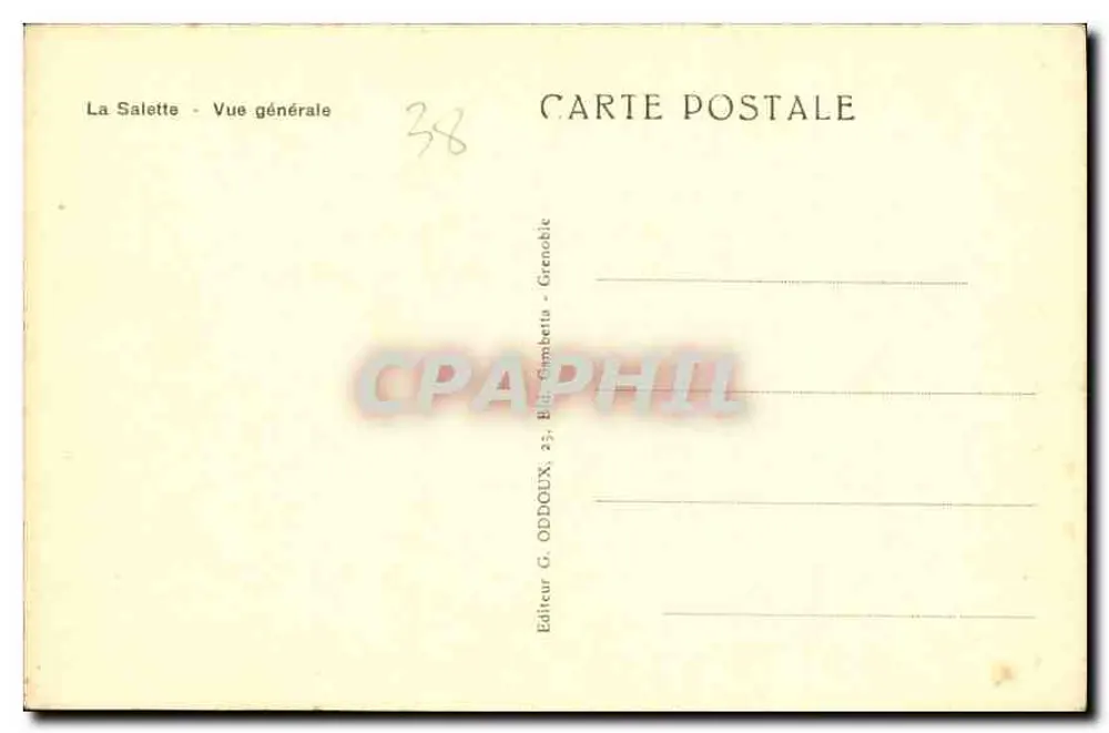 La Salette - Vista geral — editor G. Oddoux, Grenoble - Verso