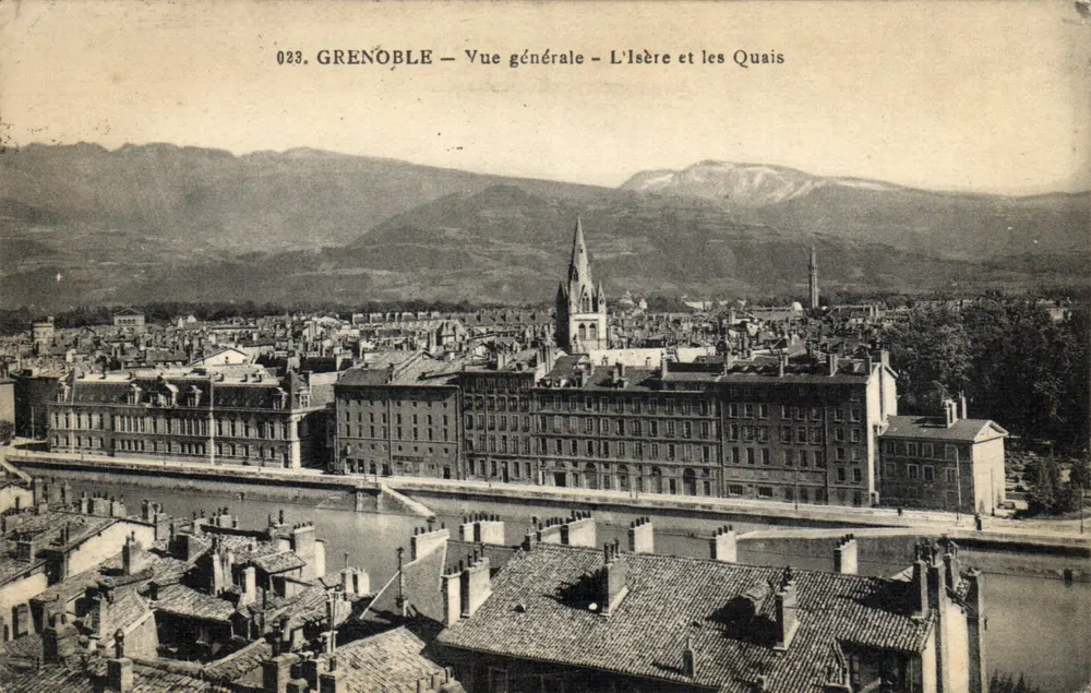 Grenoble — Vista general — El Isère y los Quais — Editor no identificado, n° 023 - Anverso