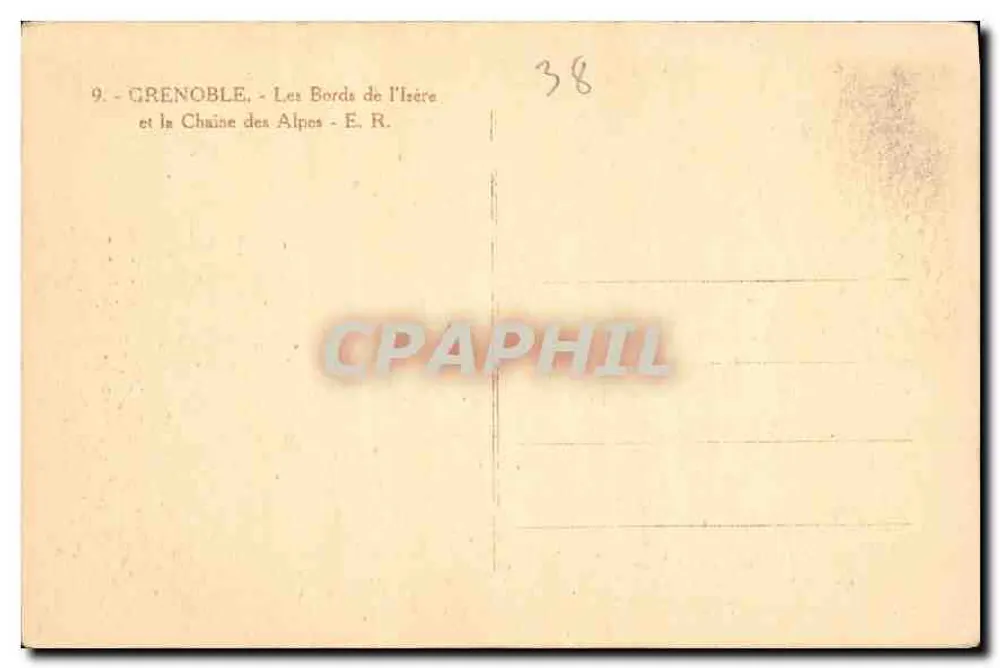 Grenoble — Ufer der Isère und die Kette der Alpen — E. R. n°9 - Rückseite