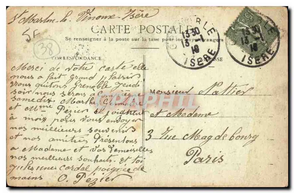 Grenoble - Die Ufer der Isère — Der Clémenciére-Pass und St-Martin le Vinoux — Cr Baffert Grenoble, n°159 - Rückseite