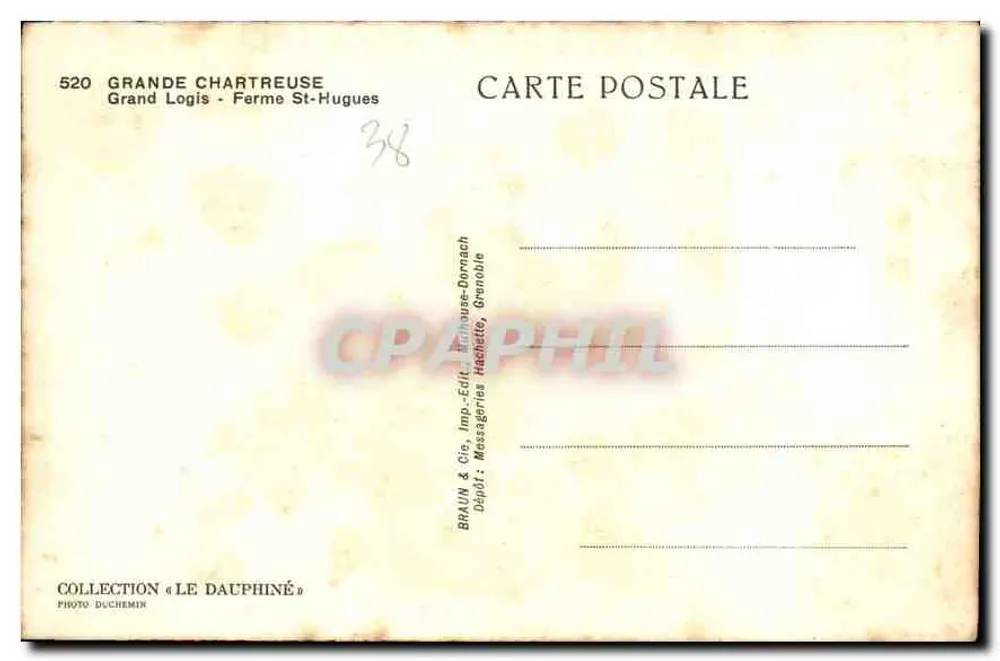 Grand Logis - Hof St-Hugues — Grande Chartreuse — Verlag Braun & Cie, Grenoble - Rückseite