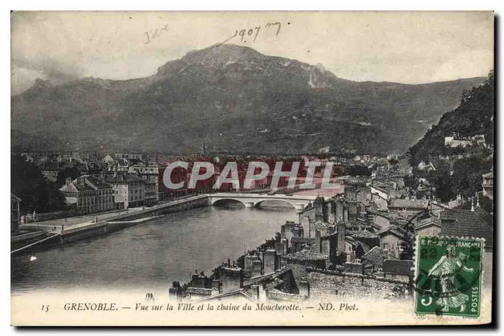Grenoble — Ansicht der Stadt und der Mouchebrette-Kette — ND. Fotografie - Vorderseite