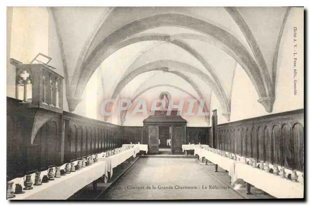 Convento da Grande Chartreuse - O Refeitório — editor L. Poins, Grenoble - Frente