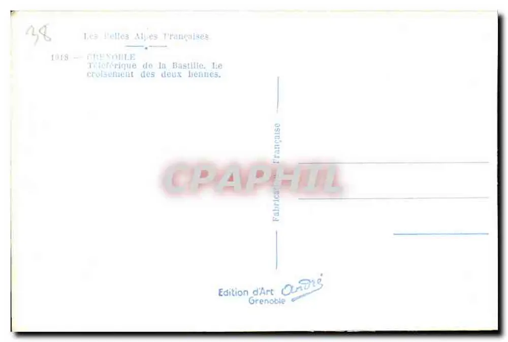 Grenoble — Tricéfalo da Bastilha. O cruzamento das duas cabines — Edição d'Art André, Grenoble - Verso