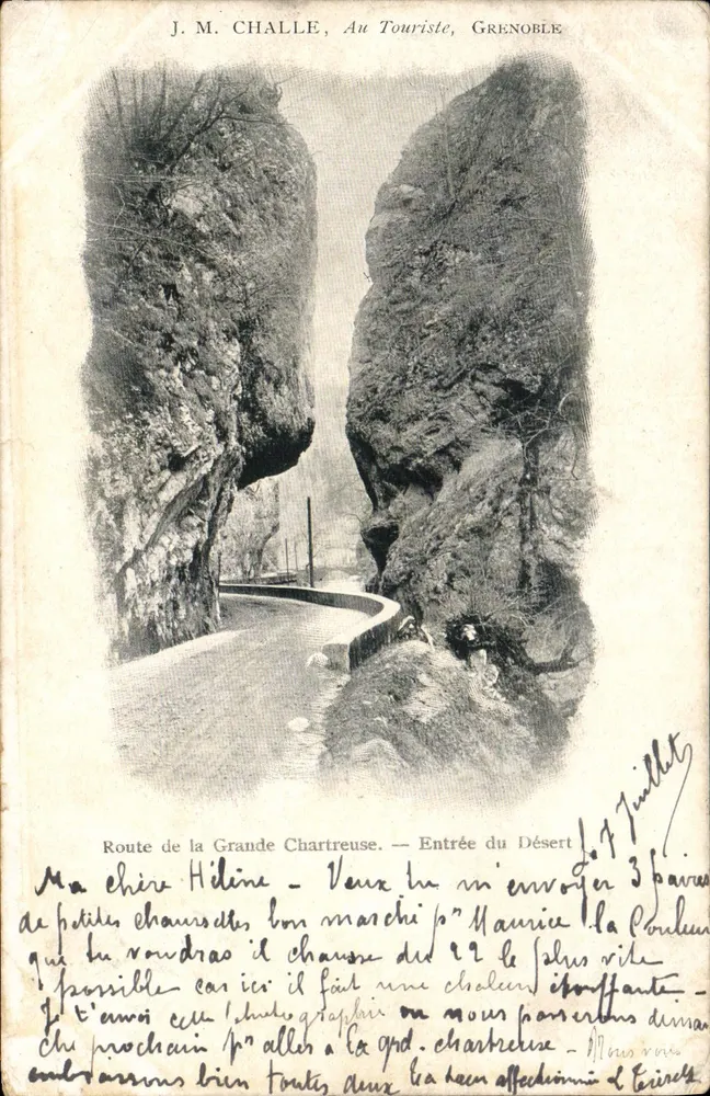 Entrée du Désert — Route de la Grande Chartreuse — J. M. CHALLE, Au Touriste, Grenoble - Vorderseite