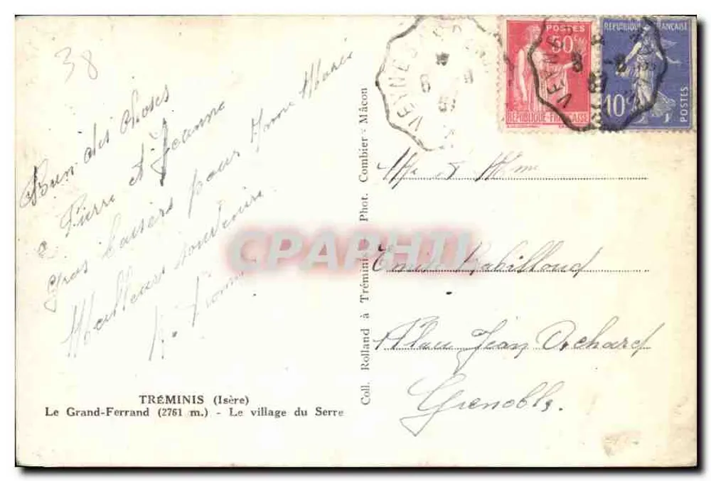 Le Grand-Ferrand (2761 m.) — Das Dorf Serre — Tréminis (Isère) — Foto. Combier - Mâcon - Rückseite