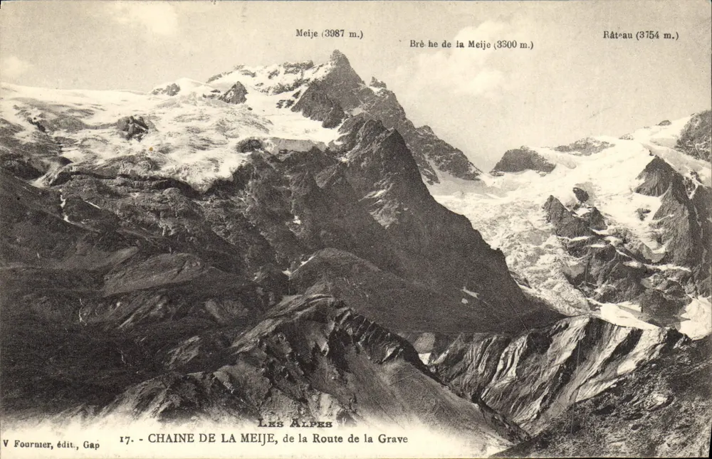 Kette der Meije, von der Route de la Grave — V. Fournier, Verlag Gap, Nr. 17 - Vorderseite
