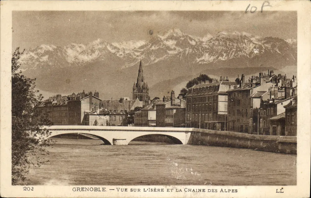 Grenoble — Ansicht der Isère und der Alpenkette — LL - Vorderseite