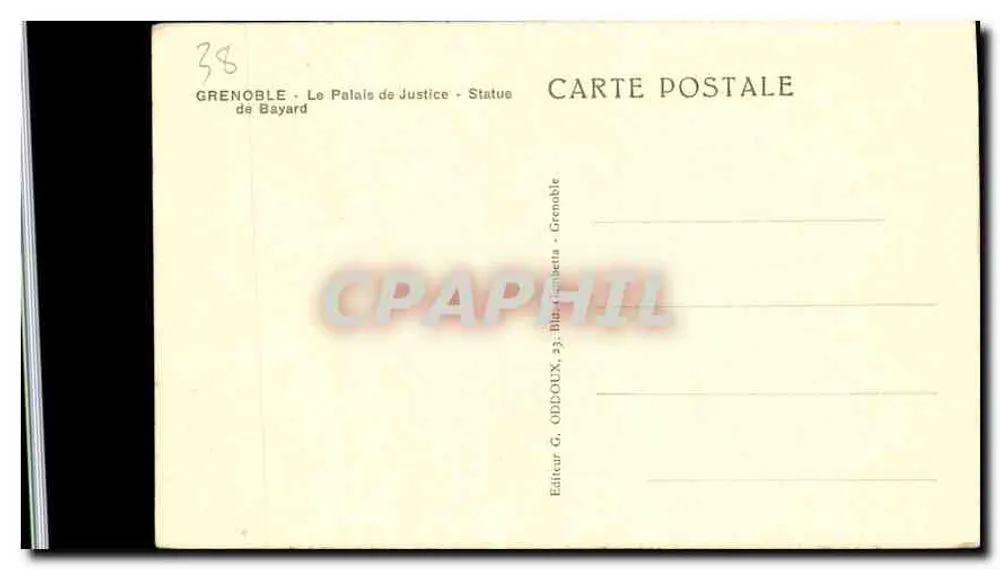 Grenoble - Das Palast der Justiz - Statue von Bayard — Verlag G. Oddoux - Rückseite