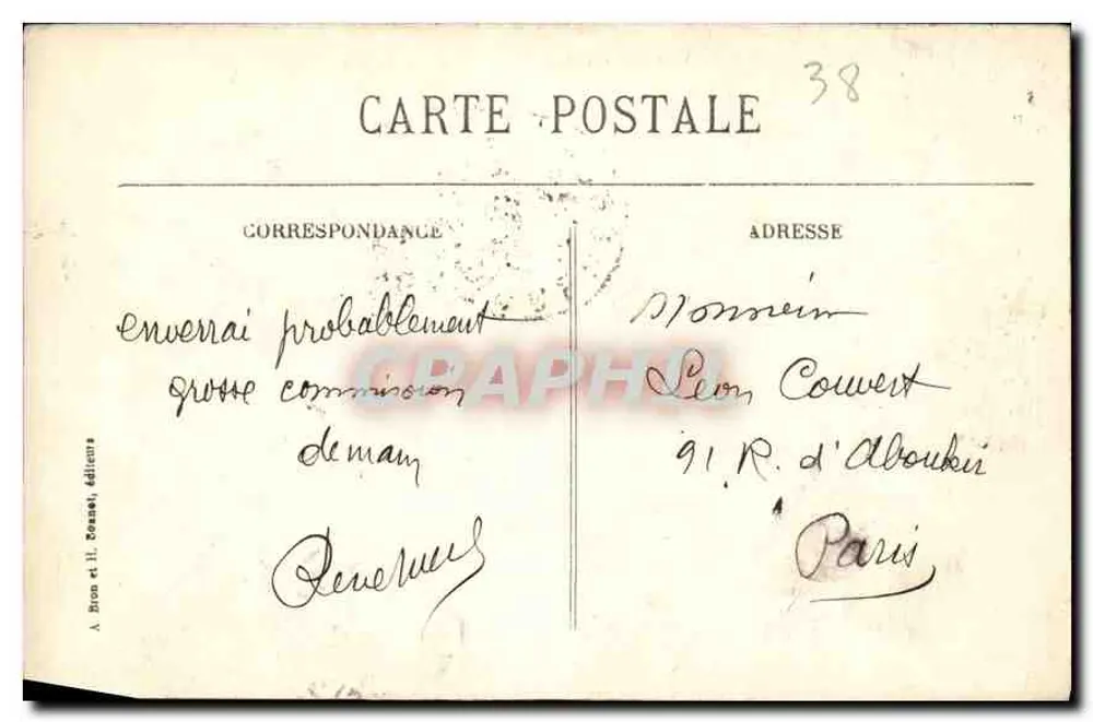 Grenoble — Allgemeiner Blick und die Kette der Alpen — A. Bron et H. Ponsel, Verleger - Rückseite