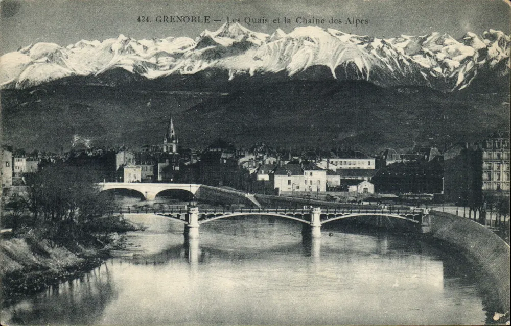 Grenoble — Die Quais und die Kette der Alpen — P. Gaude, phot.édit. Grenoble - Vorderseite