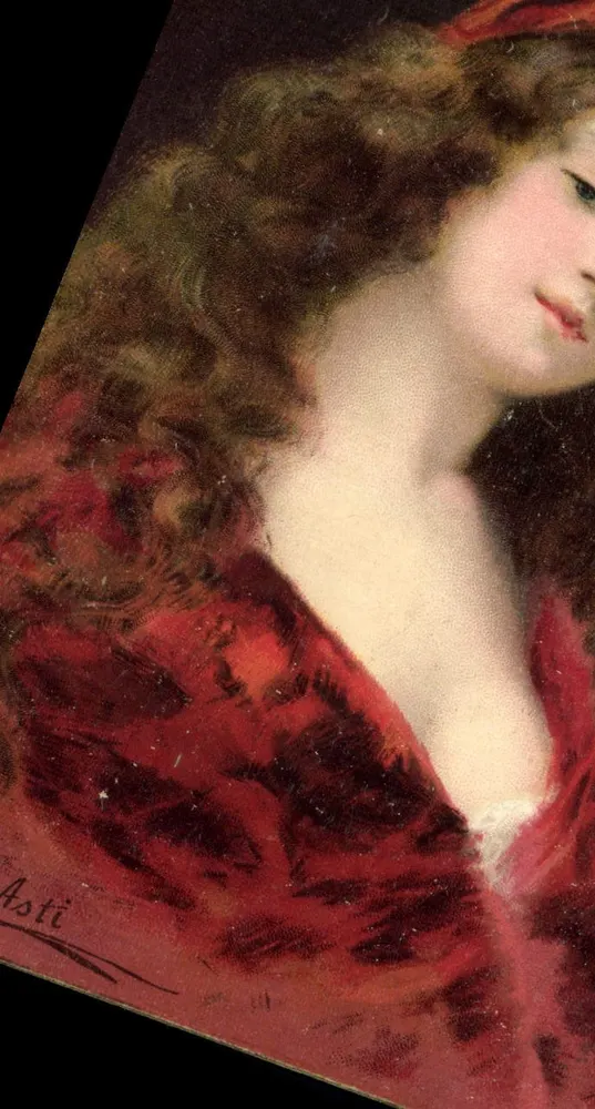 Giovane donna in abito rosso — opera di Arti Asti — Serie 1292, K. F. Editori - Recto