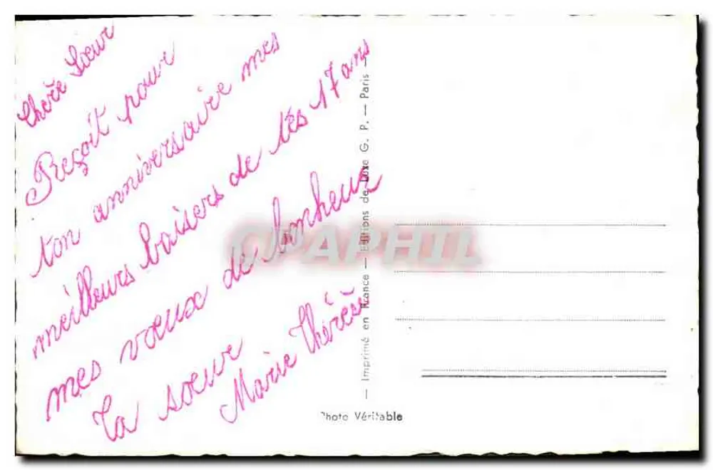 Jovem mulher sorridente — rosas para aniversário — G.P. 287 - Verso