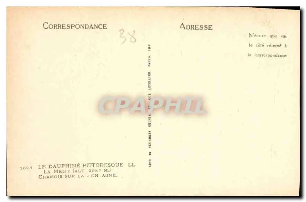 Chamois auf dem Berg — Das pittoreske Dauphiné — Verlag: Lept et Secourirs Reuils, Paris - Rückseite