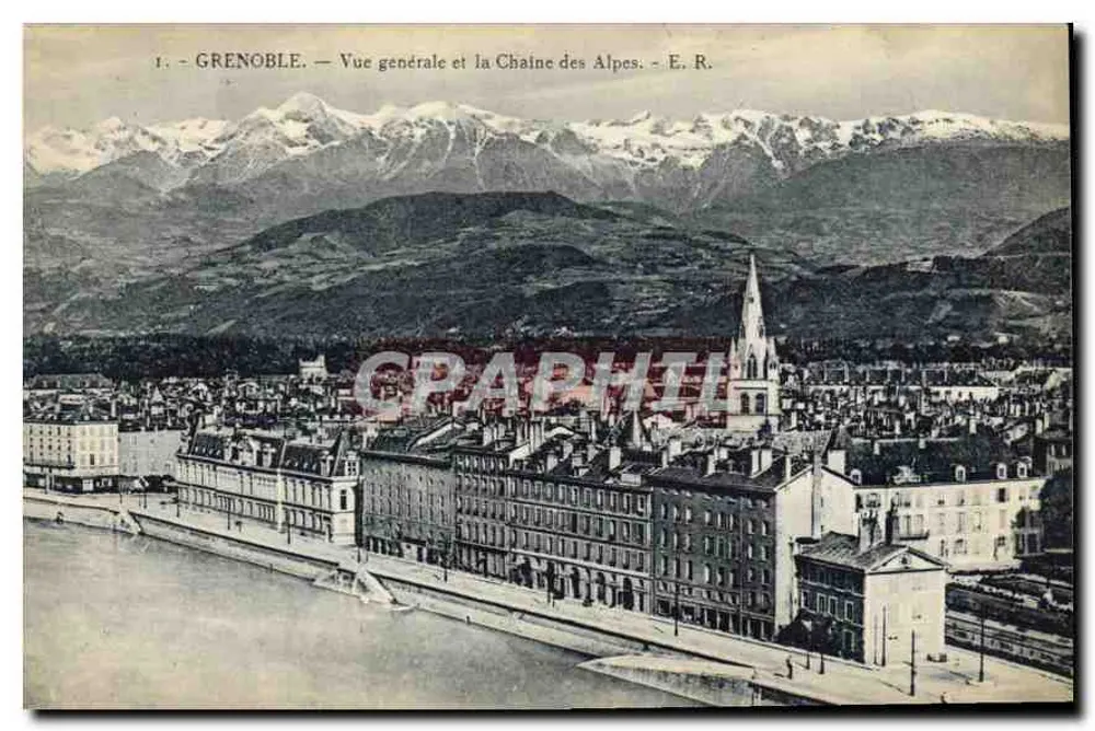 Grenoble — Allgemeiner Blick und die Alpenkette — E. R. - Vorderseite