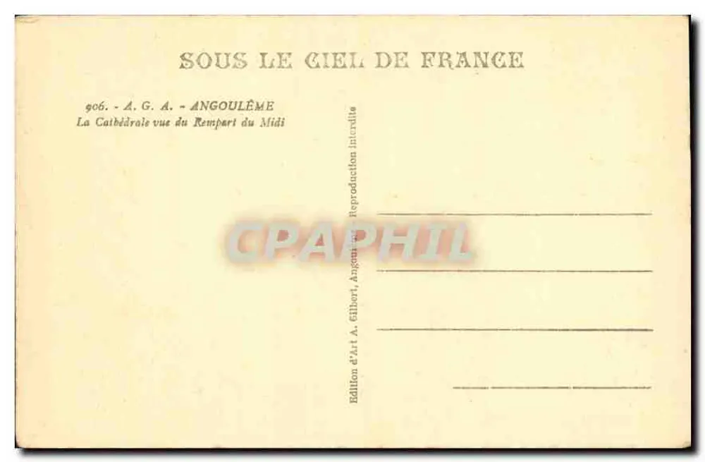 Angoulême — Die Kathedrale vom Südrampart gesehen — Edition A. Gilbert - Rückseite