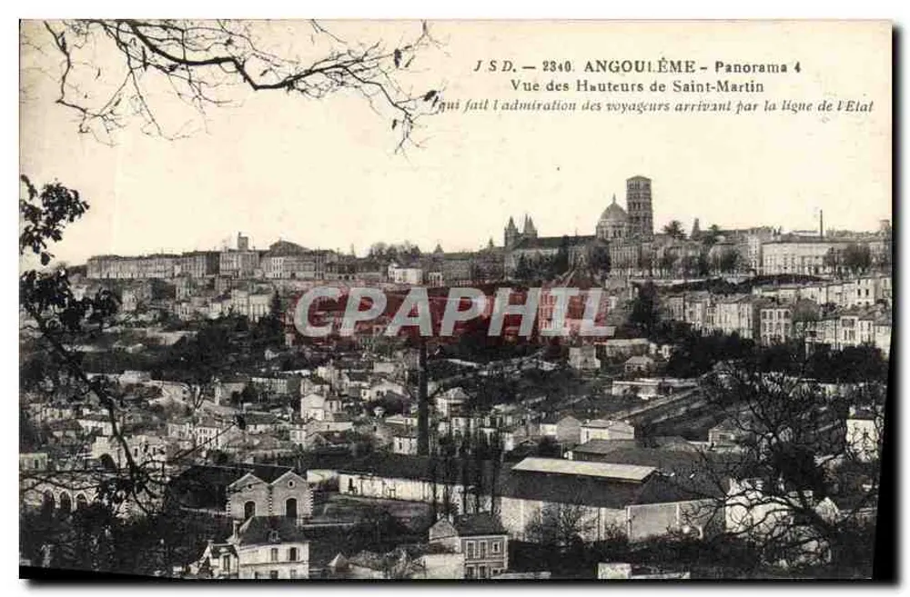 Angoulême - Panorama 4 — Blick von den Höhen von Saint-Martin — Verlag J.S.D. - Vorderseite
