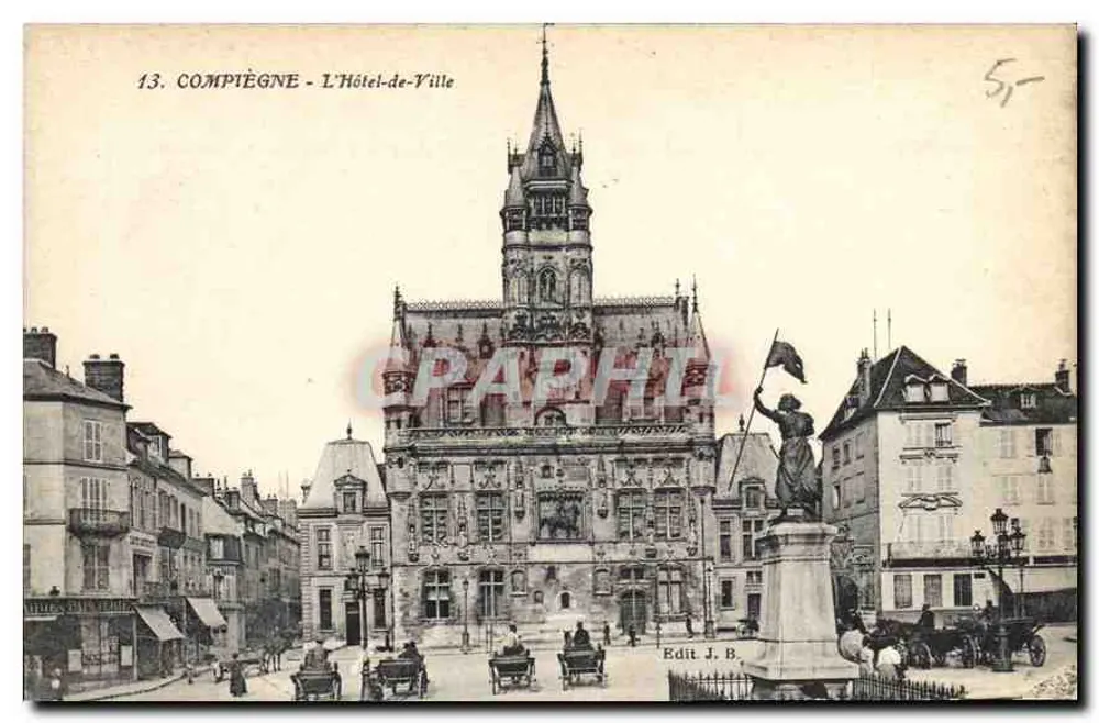 Compiègne - O Hôtel-de-Ville — editor J. B. n°13 - Frente