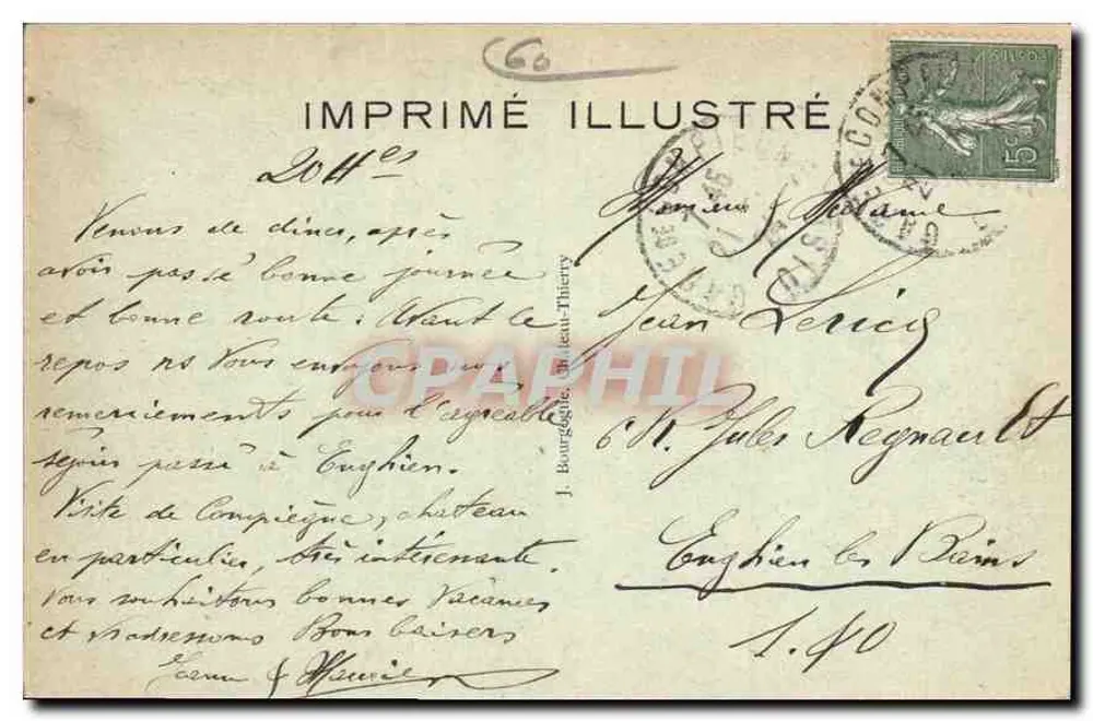 Compiègne - O Hôtel-de-Ville — editor J. B. n°13 - Verso