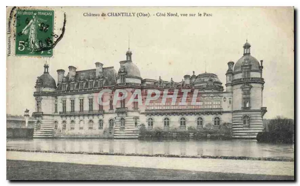 Schloss CHANTILLY (Oise) — Nordseite, Ansicht des Parks — Vautourhors, Liégeois - Vorderseite