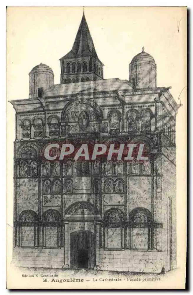 Angoulême — A Catedral — Fachada primitiva — Edição R. Constantin, n°50 - Frente