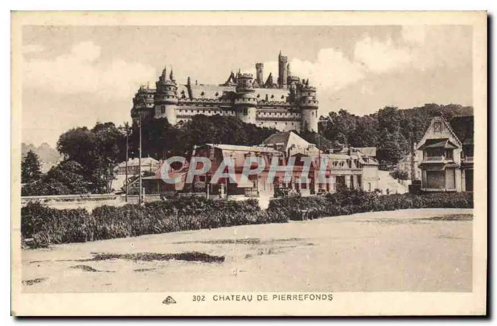 Castelo de Pierrefonds — vista panorâmica — Atelier des Arts Photomecaniques, série 302 - Frente