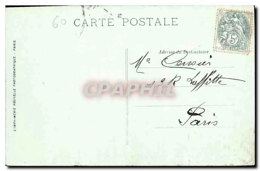 Chantilly — O Castelo visto do Parque — Mme V° Robineau, Lib.-Edit. Chantilly - Verso