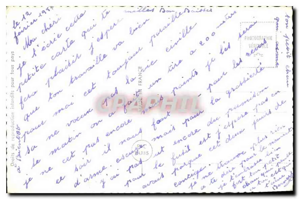 Gage d'Amour — Casal apaixonado sob um trevo — editor BC Paris, n° 7791 - Verso