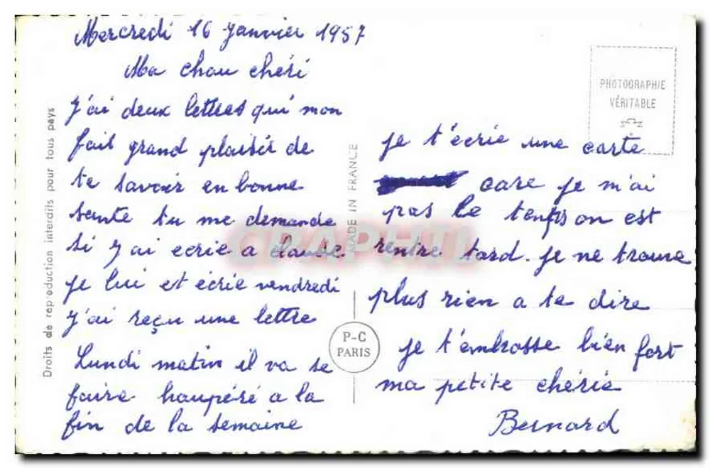 Jovem casal sob um toldo de rosas — P-C PARIS n° 6721 - Verso