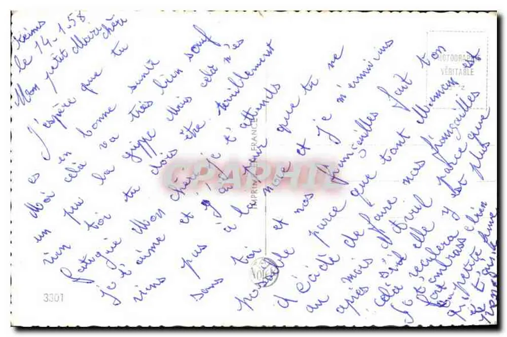 Liebespaar am Kai — gedruckter und handschriftlicher Text — wahrer Fotograf, Nr. 3301 - Rückseite