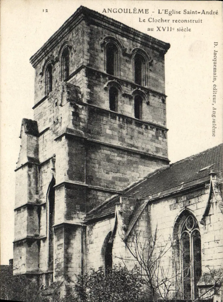 Angoulême - Kirche Saint-André - Der Turm, neu errichtet im 17. Jahrhundert - Vorderseite