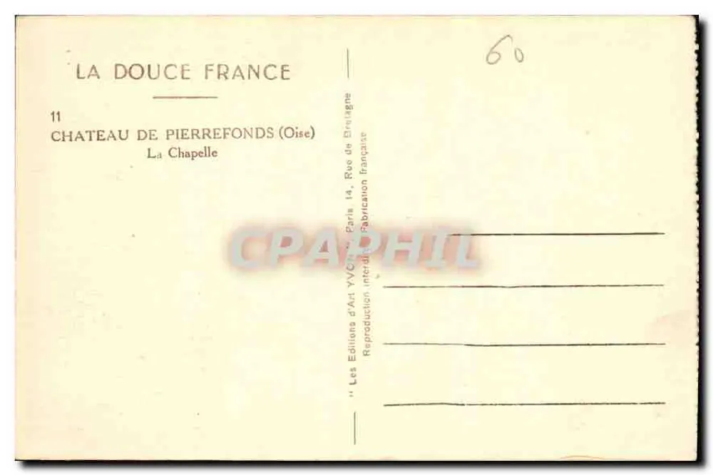 Château de Pierrefonds — Kapelle — Les Éditions d'Art Yvon, Paris - Rückseite