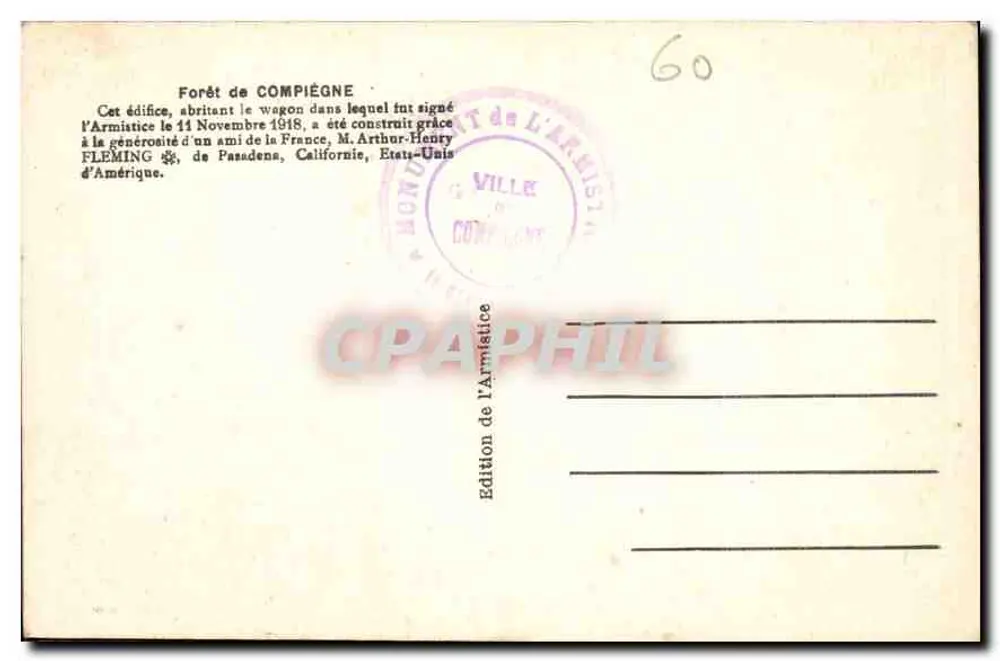 Floresta de Compiègne — Pavilhão da Renderição — Edição da Renderição - Verso