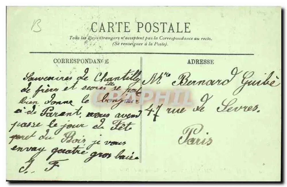 Castelo de Chantilly — O Castelo visto do Parque — LL. - Verso
