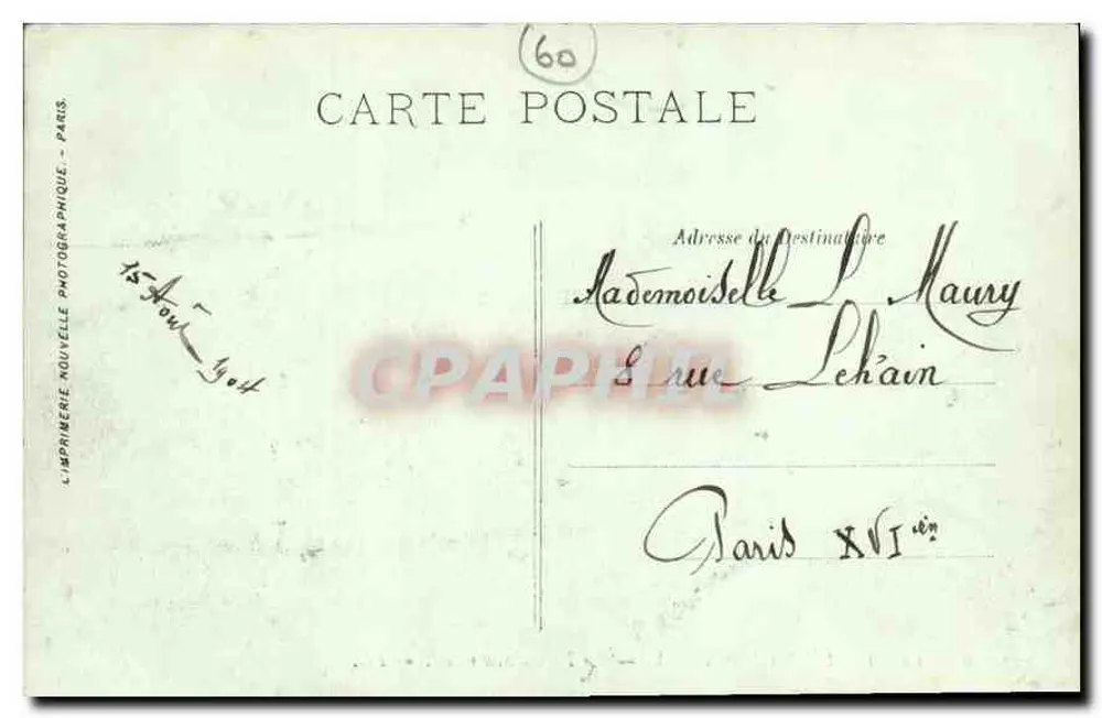 Castelo de Chantilly — A Fachada Sudoeste — LL. — A Imprensa Fotográfica Nova, Paris - Verso