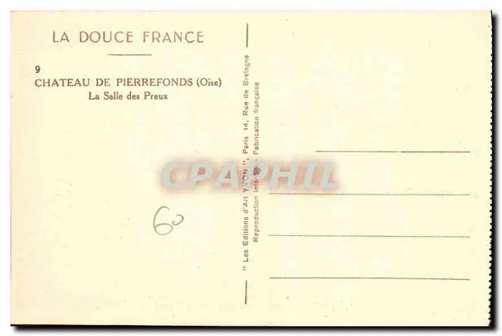 Castelo de Pierrefonds (Oise) — A Sala dos Cavaleiros — Edições d'Art Yvon - Verso