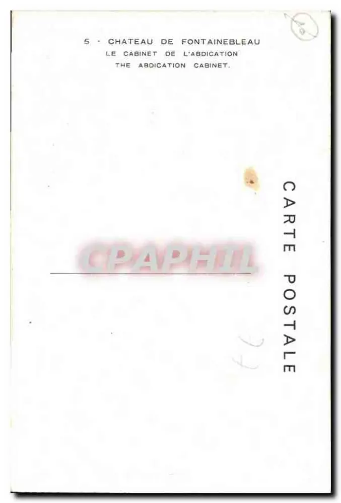 Castello di Fontainebleau — Il Cabinet dell'Abdicazione - Verso