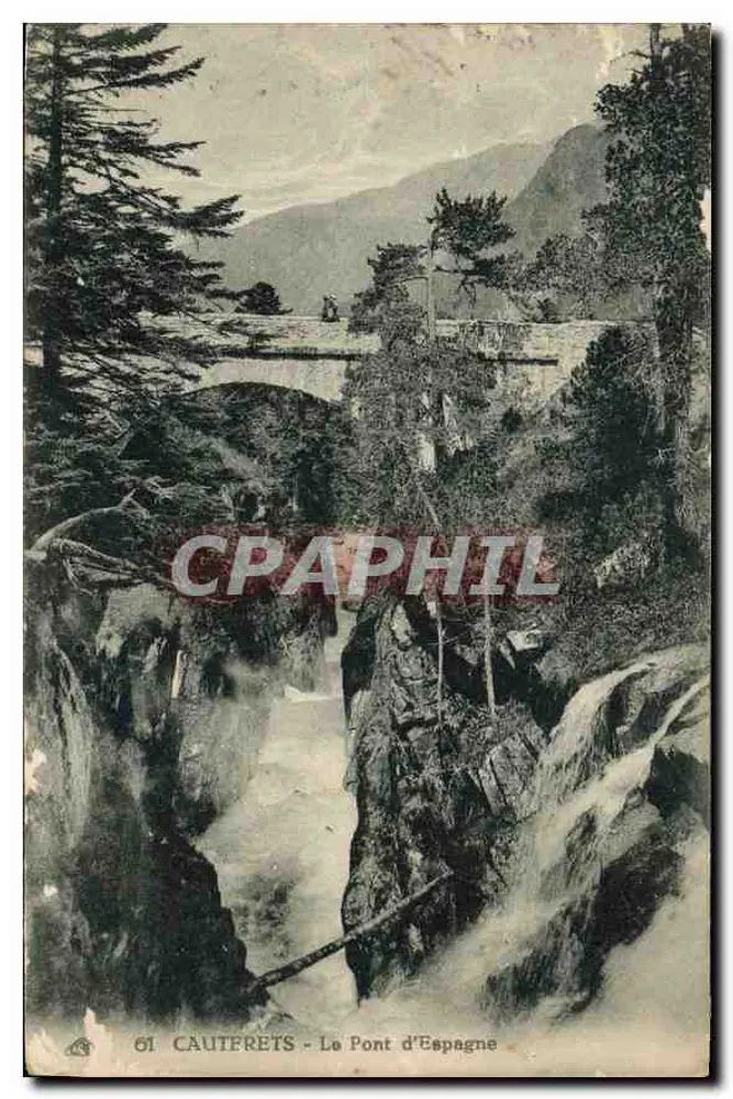 Cauterets - O Ponte d'Espagne — vista do ponte e das quedas d'água — editor não visível, n° de série 61 - Frente